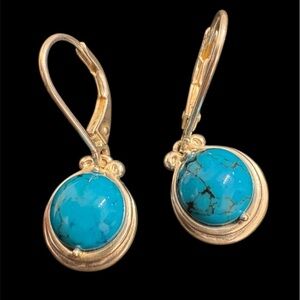 Blue Stone Sterling Silver Drop Earrings